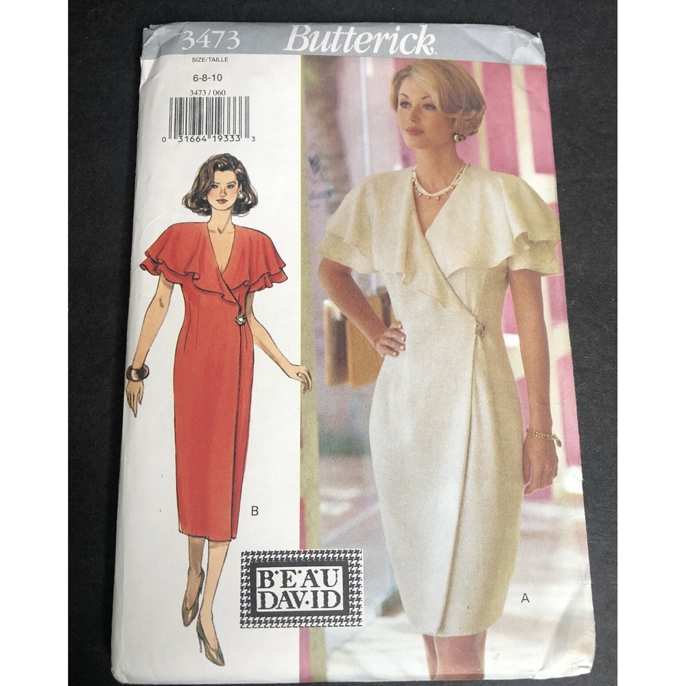 Butterick David Beau Wrap Dress 3473 Size 6 8 10 Bridal Evening UNCUT NEW